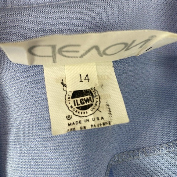 Vintage Blue Polyester Blazer Shoulder Pads Sz 14 USA Union Made - Picture 6 of 7